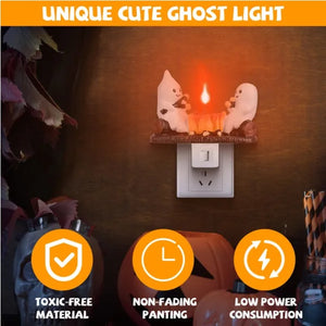 2 Ghostly Bonfires Flashing Flames Night Lights Indoor